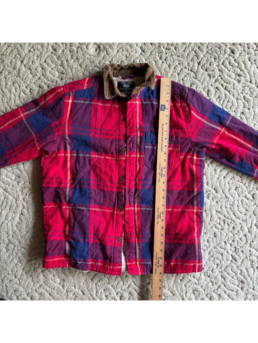 Grit Iron Workwear Flannel Shirt Jacket Adult Medium Red Plaid Sherpa Lined